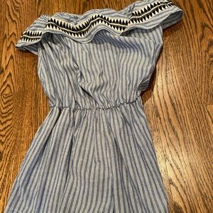 LemLem Blue striped off the shoulder romper